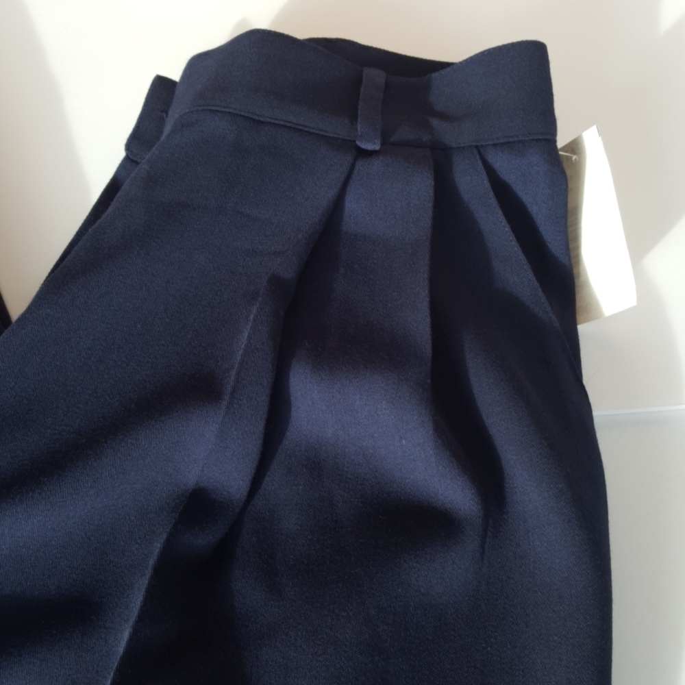 Della Spiga Italy VTG 80s Navy Blue Pleated Slacks (10) - Picture 2 of 15